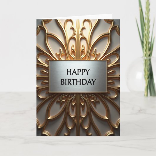 Carte d'anniversaire avec plaque argentée ornée (Devant)