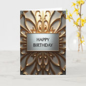 Carte d'anniversaire avec plaque argentée ornée (Fleur jaune)