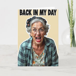 Carte d'anniversaire avec portrait de grand-mère v