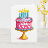 Carte d'anniversaire avec présentoir doré (Fleur jaune)