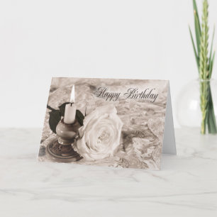 Carte d'anniversaire avec rose antique