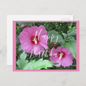 Carte d'anniversaire avec rose de Sharon rose écri (Devant / Derrière)
