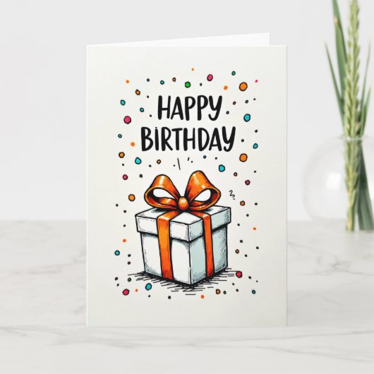 Carte d'anniversaire avec ruban illustré (Devant)