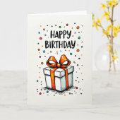 Carte d'anniversaire avec ruban illustré (Fleur jaune)