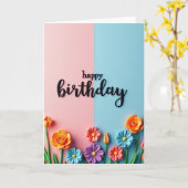 Carte d'anniversaire avec script 3D (Fleur jaune)