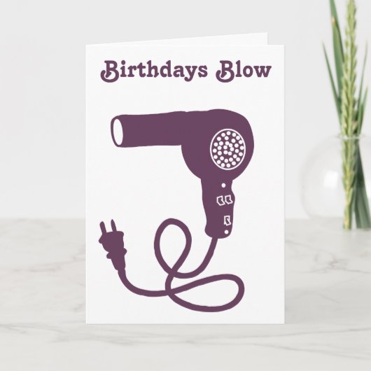 Carte d'anniversaire avec sèche-cheveux violet per (Devant)