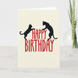 Carte d'anniversaire avec silhouette de chat audac
