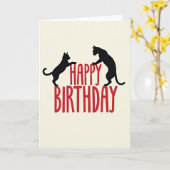Carte d'anniversaire avec silhouette de chat audac (Fleur jaune)