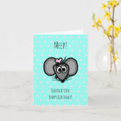 Carte d'anniversaire avec Souris Mignonne (Bleu sa (Fleur jaune)