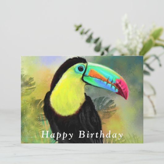 Carte d'anniversaire avec Toucan Bird (Debout devant)