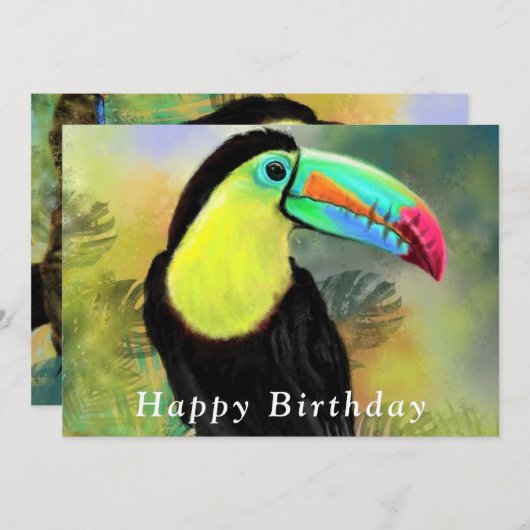 Carte d'anniversaire avec Toucan Bird (Devant / Derrière)