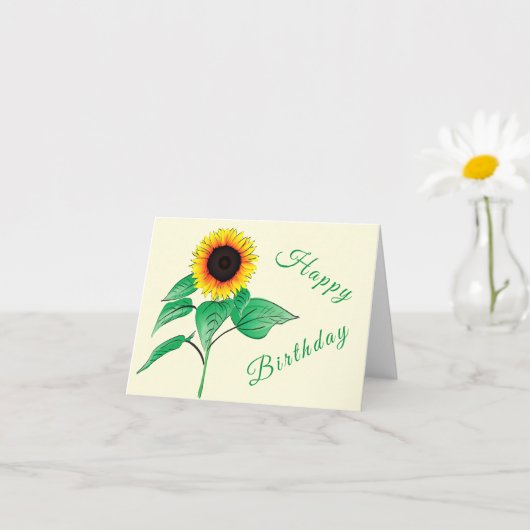 Carte d'anniversaire avec tournesol - Votre texte  (Petite plante)