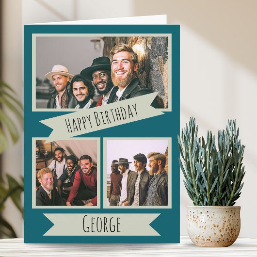 Carte d'anniversaire avec trois photos