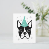 Carte d'anniversaire avec un Boston terrier avec c (Debout devant)