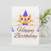Carte d'anniversaire avec un chat mignon (Debout devant)