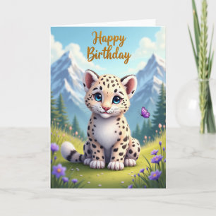 Carte d'anniversaire avec un jeune félin tacheté m