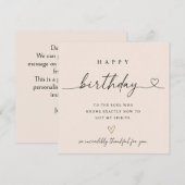 Carte d'anniversaire, avec un message expressif. (Devant / Derrière)