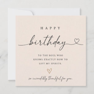 Carte d'anniversaire, avec un message expressif.
