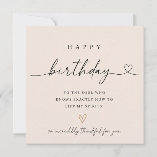 Carte d'anniversaire, avec un message expressif. (Devant)