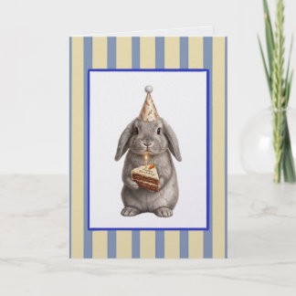 Carte d'anniversaire avec un mignon lapin et un gâ