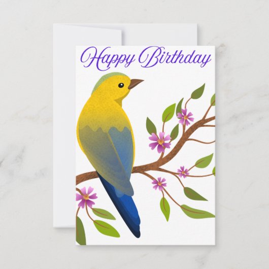 Carte d'anniversaire avec un oiseau coloré (Devant)