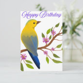 Carte d'anniversaire avec un oiseau coloré (Debout devant)