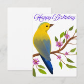 Carte d'anniversaire avec un oiseau coloré (Devant / Derrière)