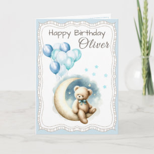 Carte d'anniversaire avec un ours mignon sur la lu