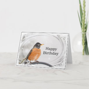 Carte d'anniversaire avec un rouge-gorge