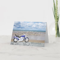 Carte d'anniversaire avec un vélo de moteur
