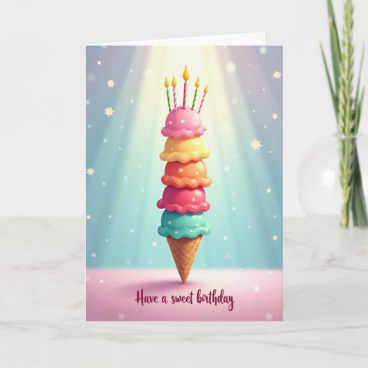 Carte d'anniversaire avec une pile de glace (Devant)