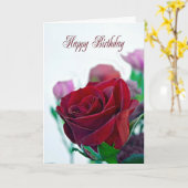 Carte d'anniversaire avec une rose rouge (Fleur jaune)