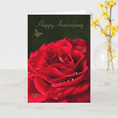 Carte d'anniversaire avec une rose rouge classique (Fleur jaune)