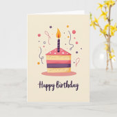 Carte d'anniversaire avec une tranche de gâteau fa (Fleur jaune)