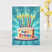 Carte d'anniversaire avec une tranche de gâteau jo (Fleur jaune)