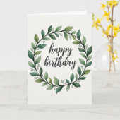 Carte d'anniversaire avec verdure (Fleur jaune)
