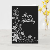 Carte d'anniversaire avec vigne scriptée (Fleur jaune)