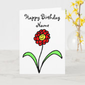 Carte d'anniversaire avec visage souriant et fleur (Fleur jaune)