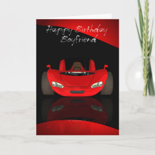 Carte d'anniversaire avec voiture de sport rouge