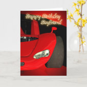 Carte d'anniversaire avec voiture de sport rouge (Fleur jaune)