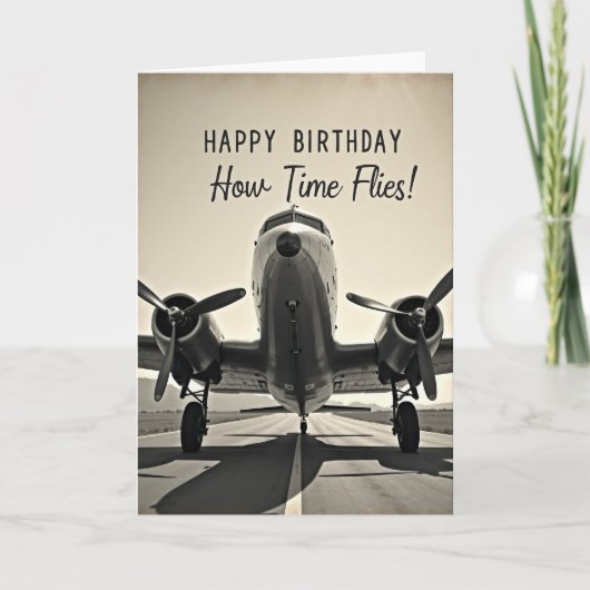 Carte d'anniversaire Avion Classique (Devant)