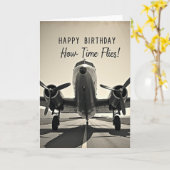 Carte d'anniversaire Avion Classique (Fleur jaune)