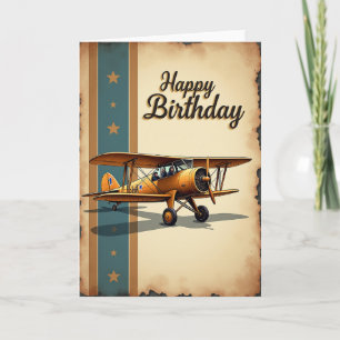 Carte d'anniversaire Avion Doré
