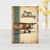 Carte d'anniversaire Avion Doré (Fleur jaune)