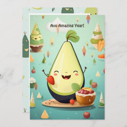 Carte d'anniversaire Avocado 1er (Devant / Derrière)