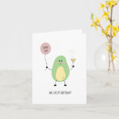 Carte d'anniversaire Avocado - Carte pliée mignonn (Fleur jaune)