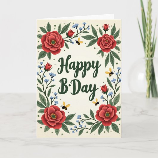 Carte d'anniversaire Azure Floret (Devant)