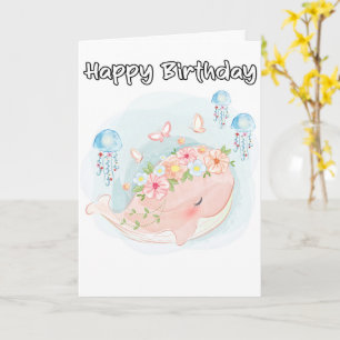 Carte d'anniversaire Baleine de natation Super Mig