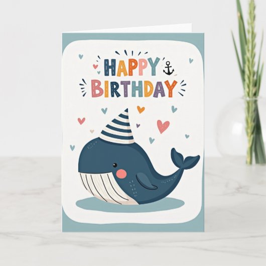 Carte d'anniversaire Baleine Joyeuse (Devant)