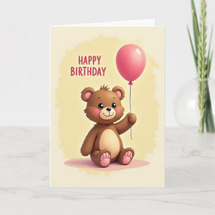 Carte d'anniversaire Ballon Ours Doux